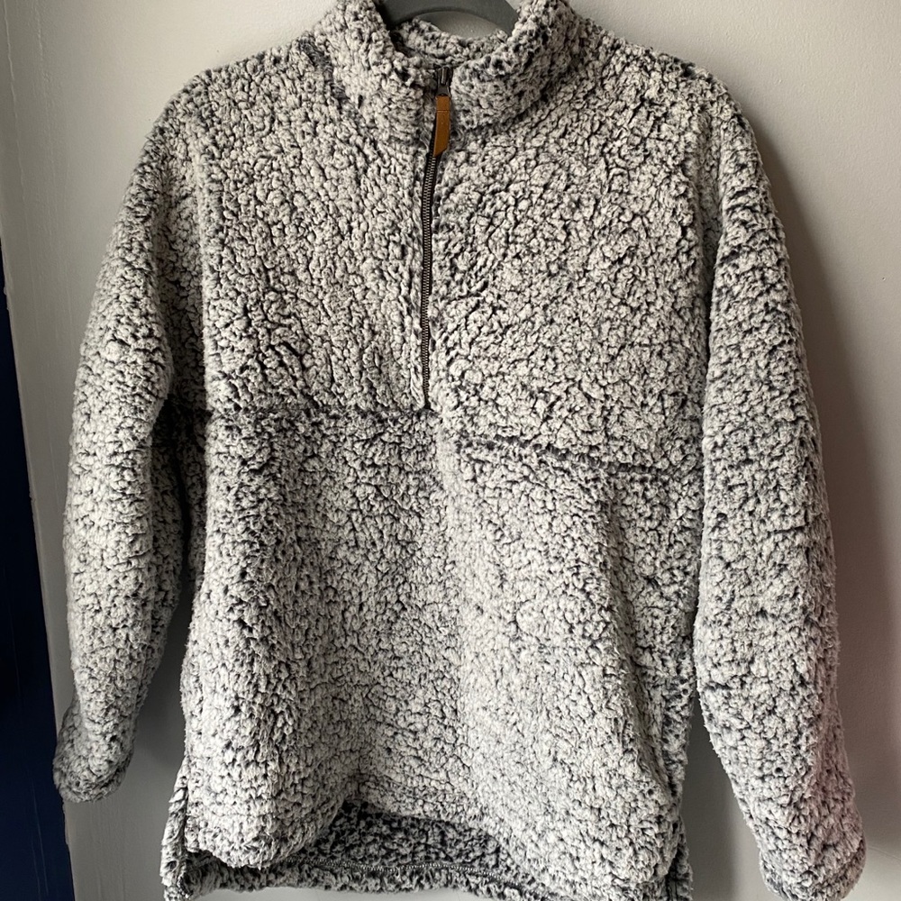 black and white sherpa quarter zip